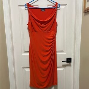 American Living | Draped | Midi Dress | Bold Orange | Sleeveless | Dress |Size M